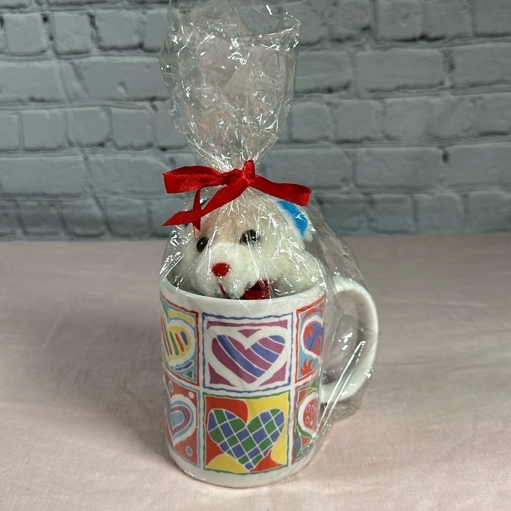 Valentines Teddy Bear Mug Hearts Love NEW Coffee Mug and mini Teddy Bear NEW